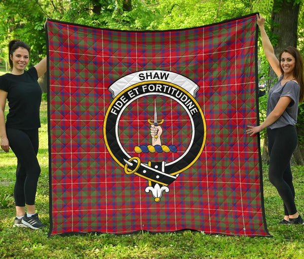 Shaw Red Modern Tartan Classic Crest Premium Quilt