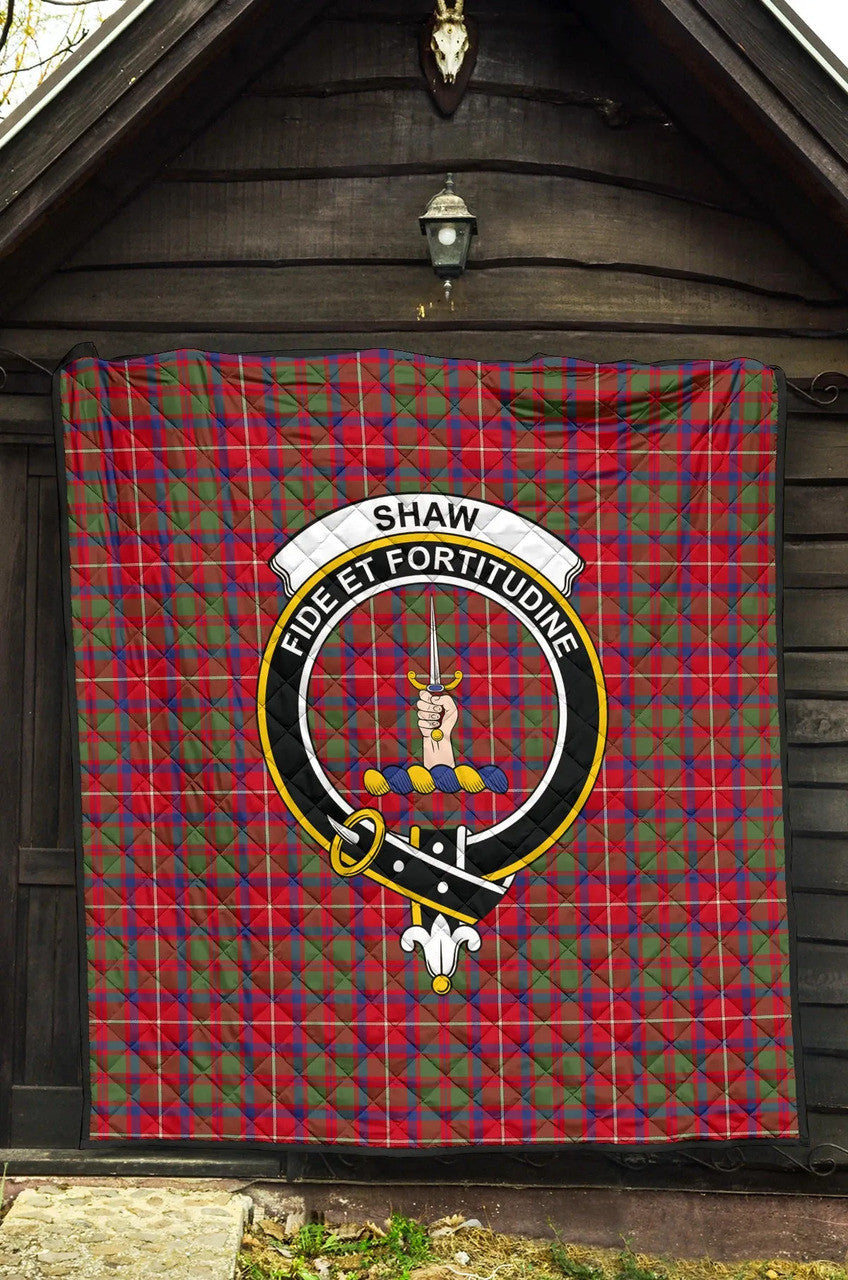 Shaw Red Modern Tartan Classic Crest Premium Quilt