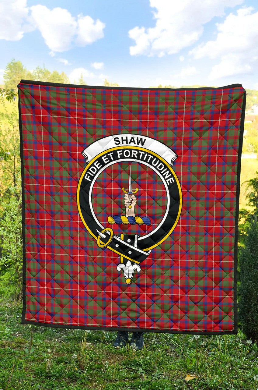 Shaw Red Modern Tartan Classic Crest Premium Quilt