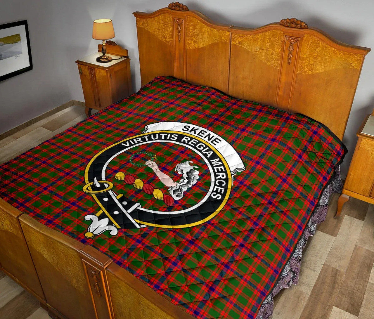 Skene Modern Tartan Classic Crest Premium Quilt