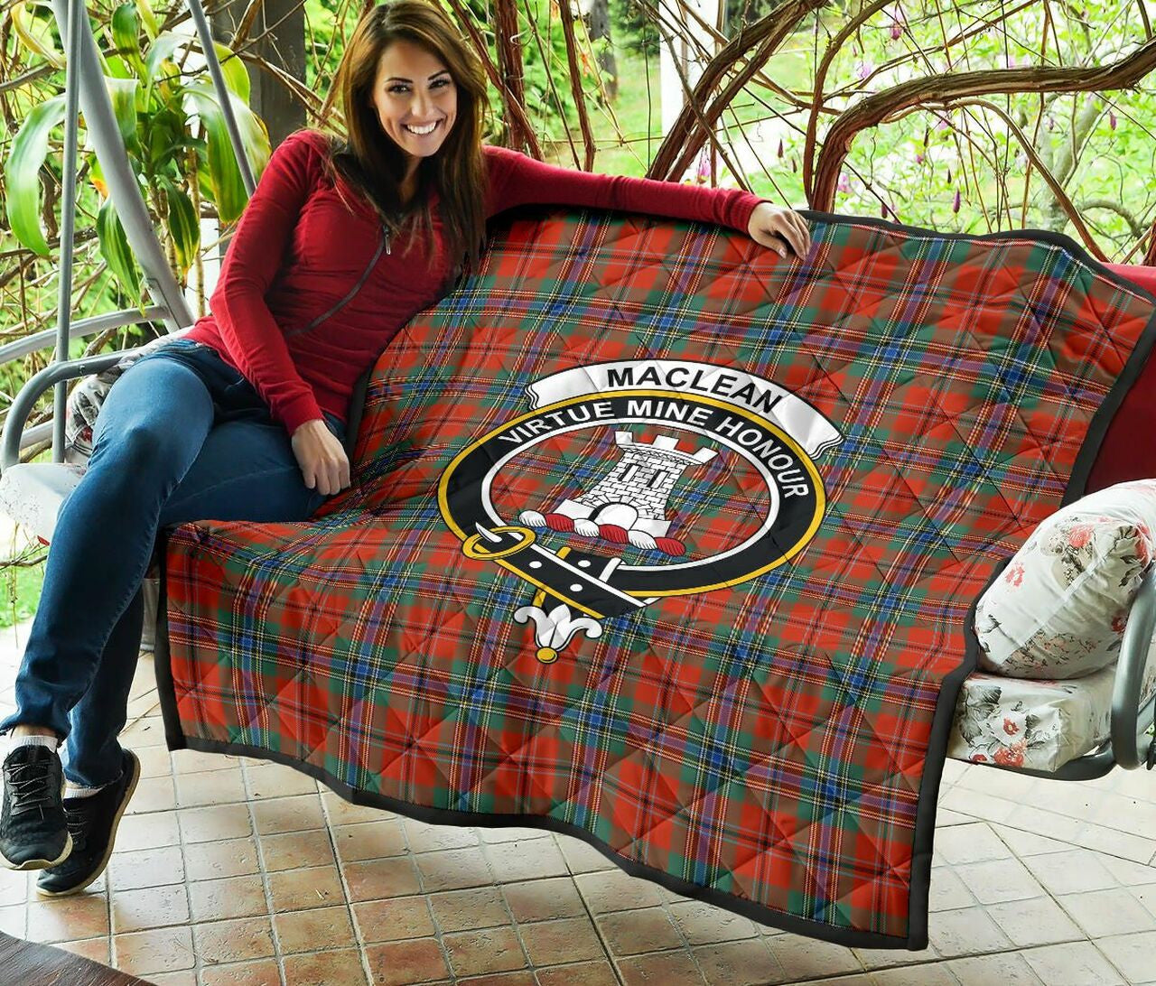 MacLean of Duart Ancient Tartan Classic Crest Premium Quilt