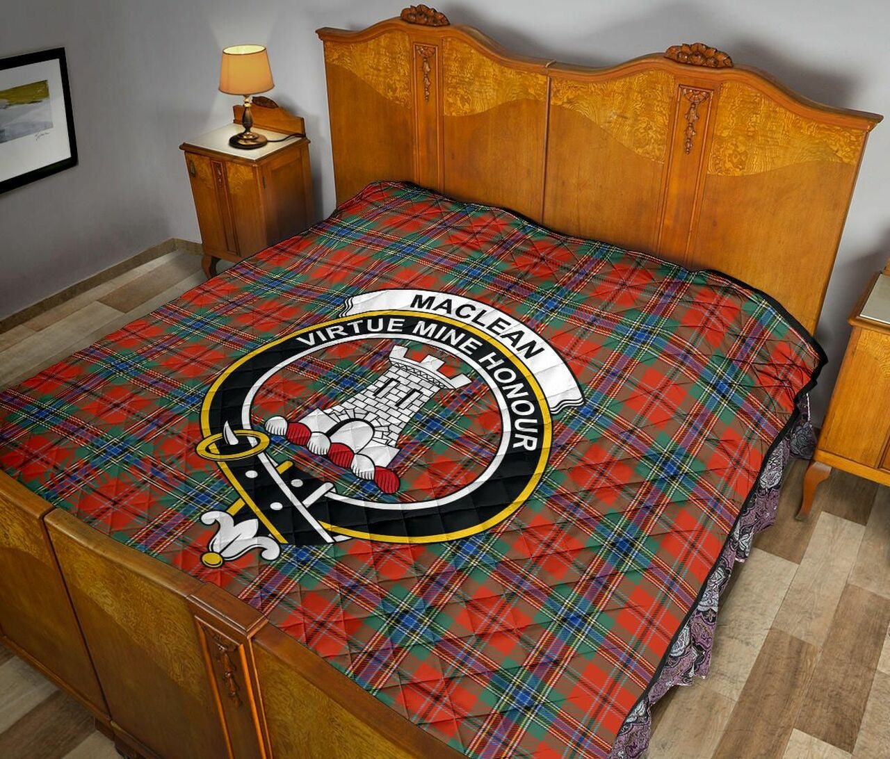 MacLean of Duart Ancient Tartan Classic Crest Premium Quilt