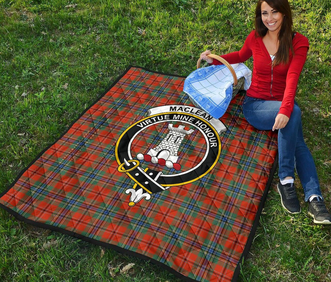 MacLean of Duart Ancient Tartan Classic Crest Premium Quilt