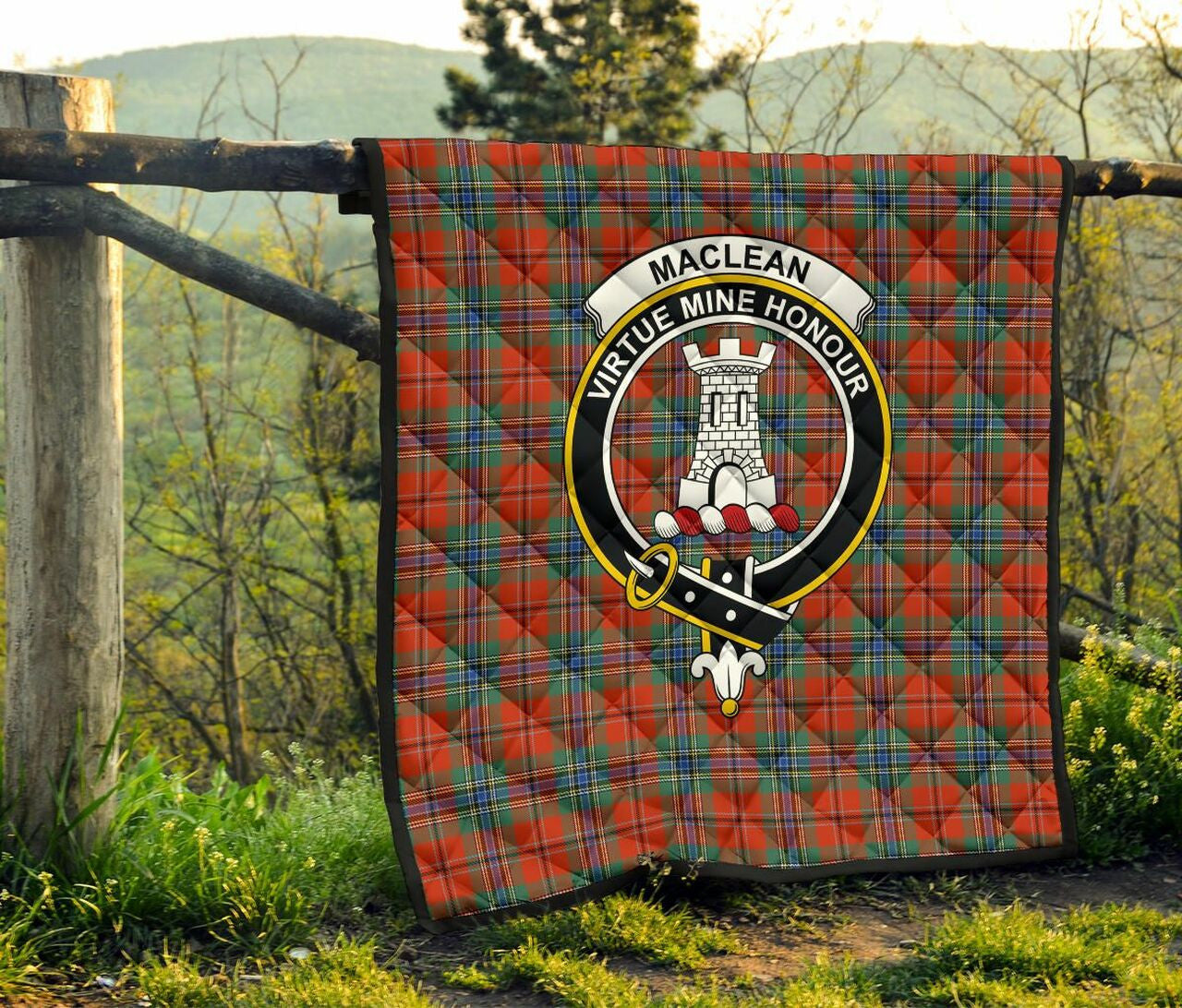 MacLean of Duart Ancient Tartan Classic Crest Premium Quilt