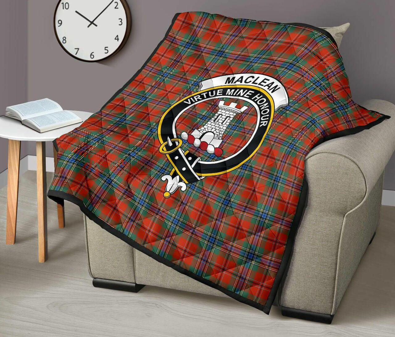 MacLean of Duart Ancient Tartan Classic Crest Premium Quilt