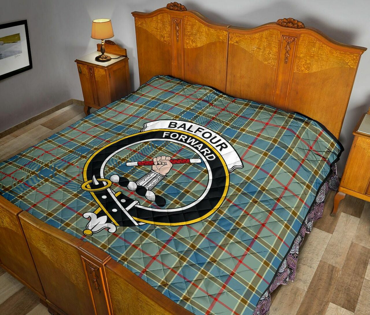 Balfour Blue Tartan Classic Crest Premium Quilt