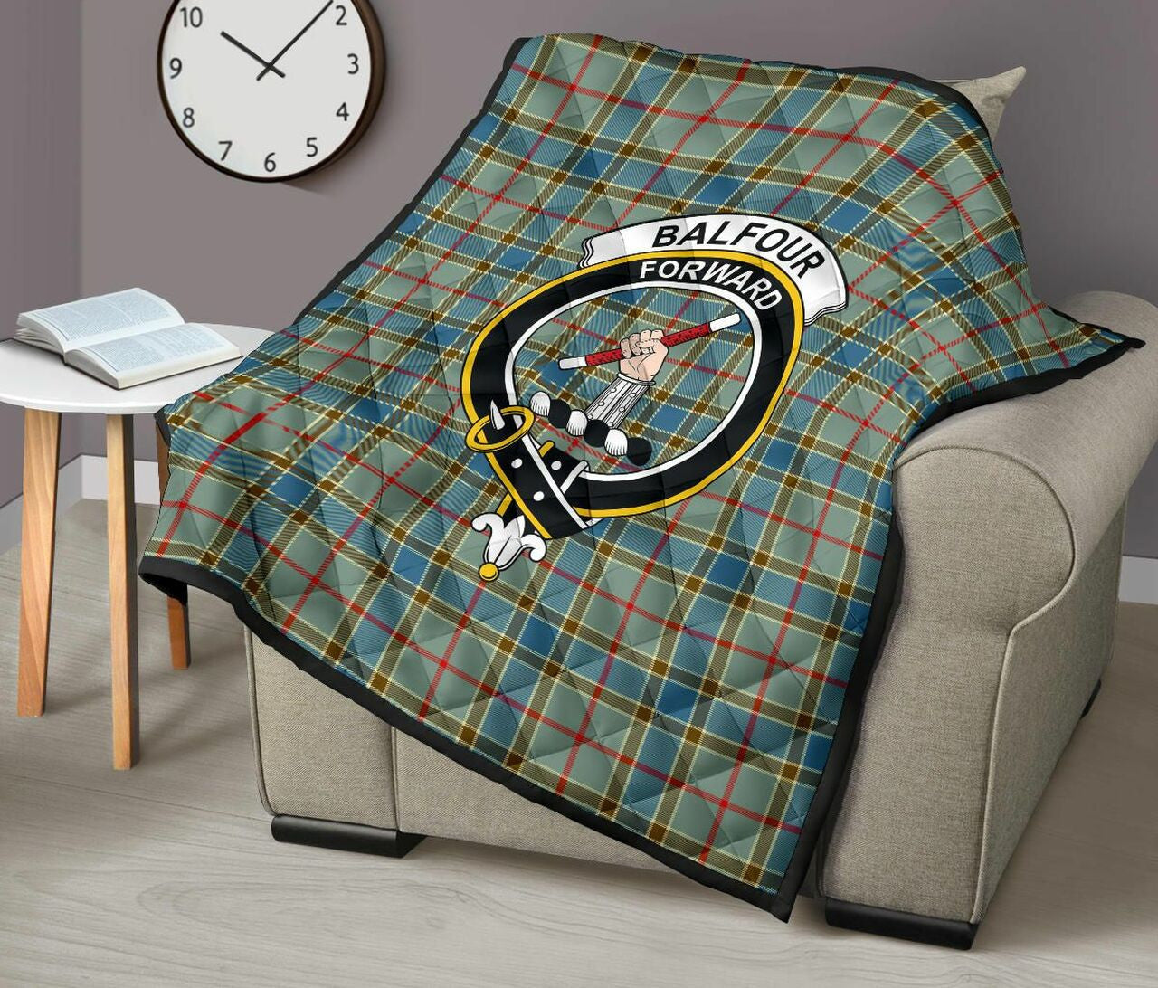 Balfour Blue Tartan Classic Crest Premium Quilt