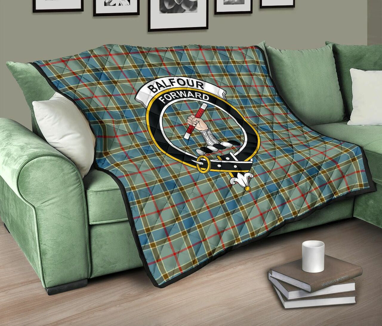 Balfour Blue Tartan Classic Crest Premium Quilt