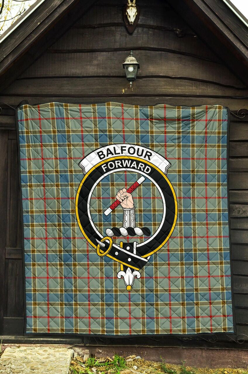 Balfour Blue Tartan Classic Crest Premium Quilt