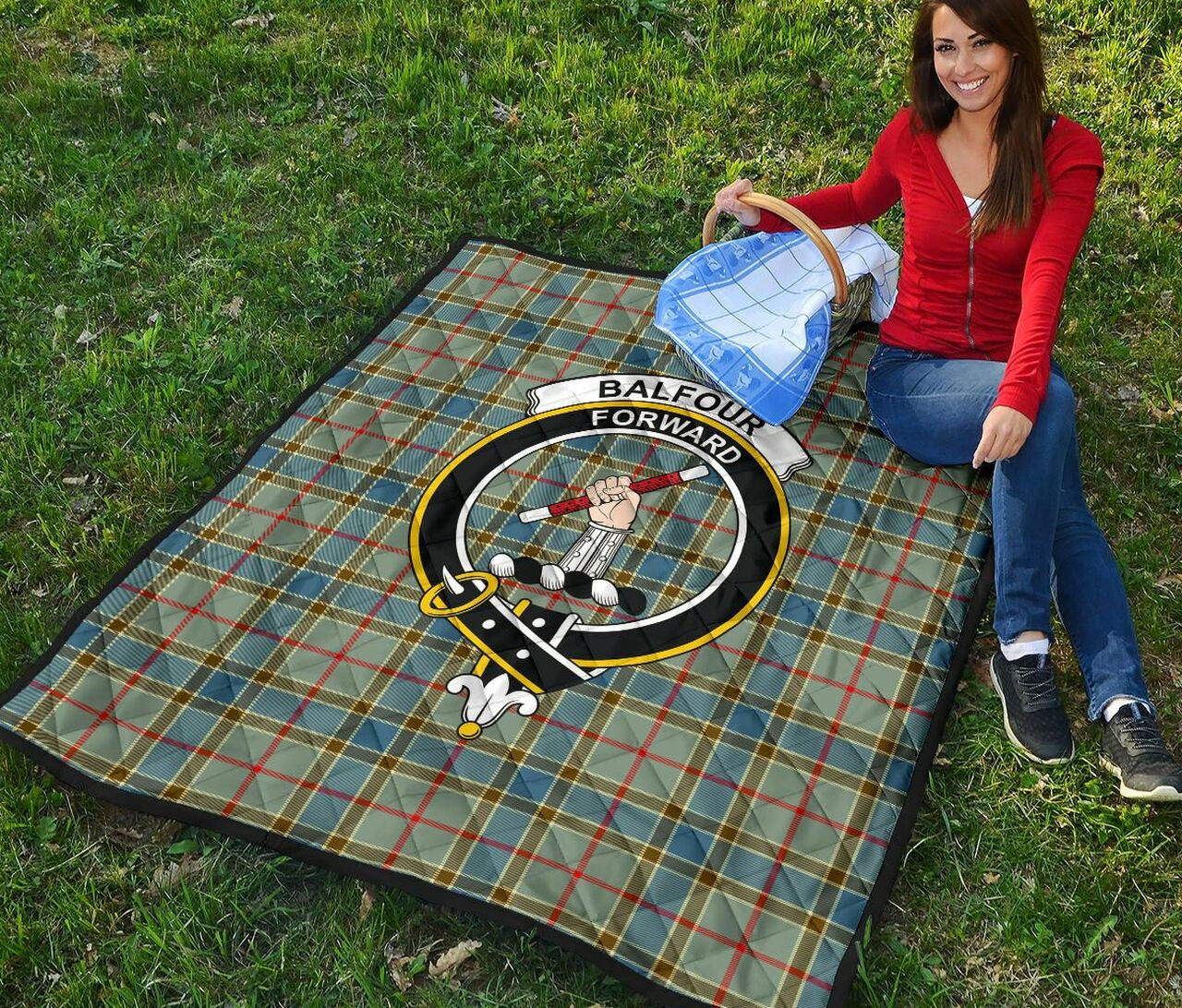 Balfour Blue Tartan Classic Crest Premium Quilt