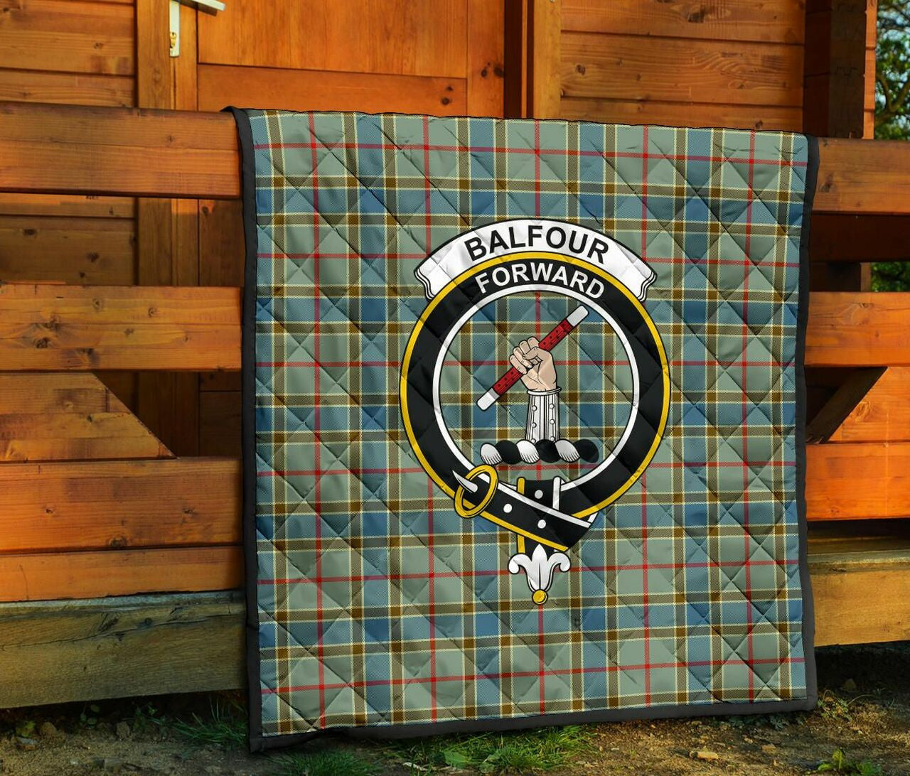 Balfour Blue Tartan Classic Crest Premium Quilt