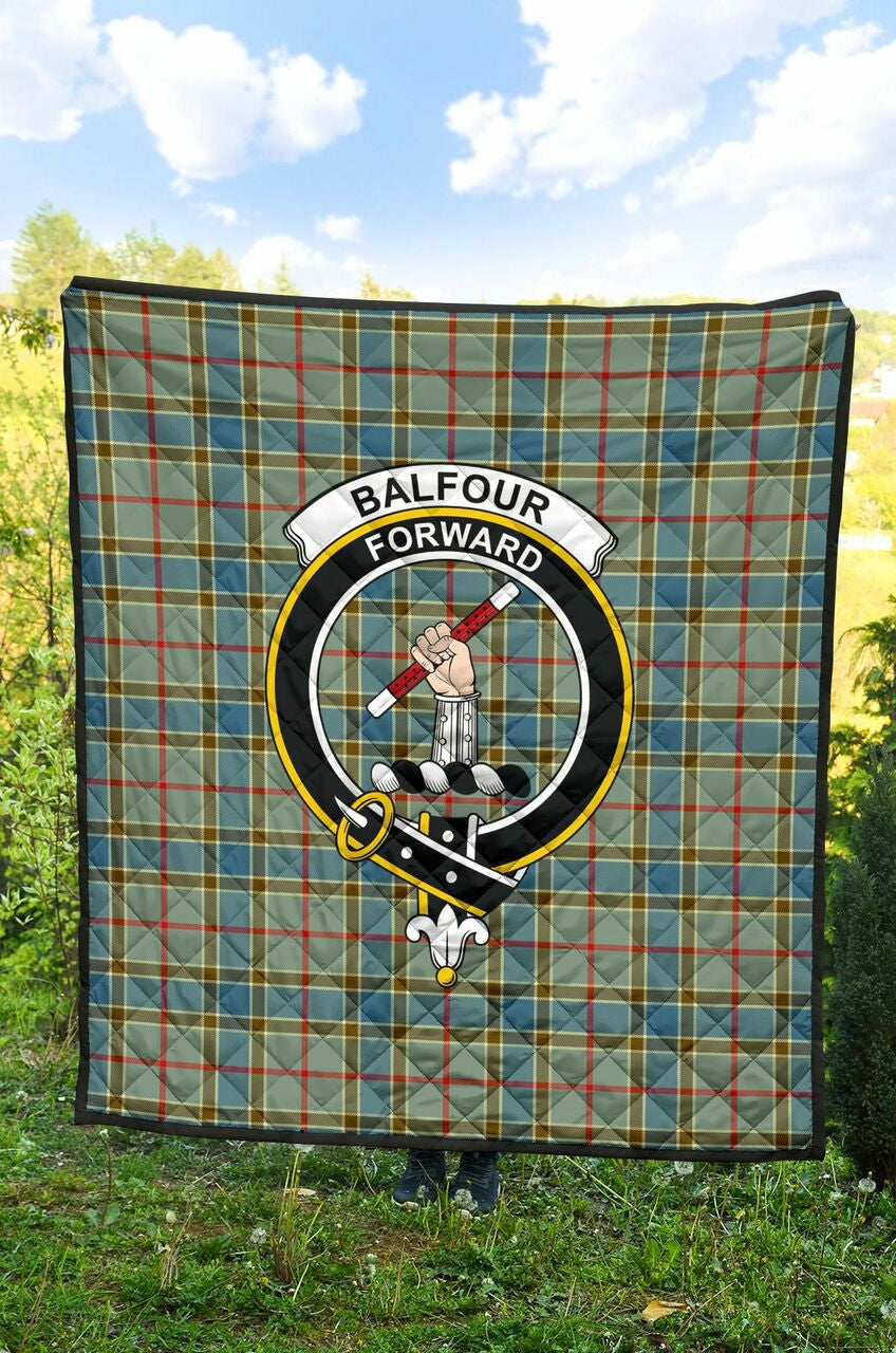 Balfour Blue Tartan Classic Crest Premium Quilt