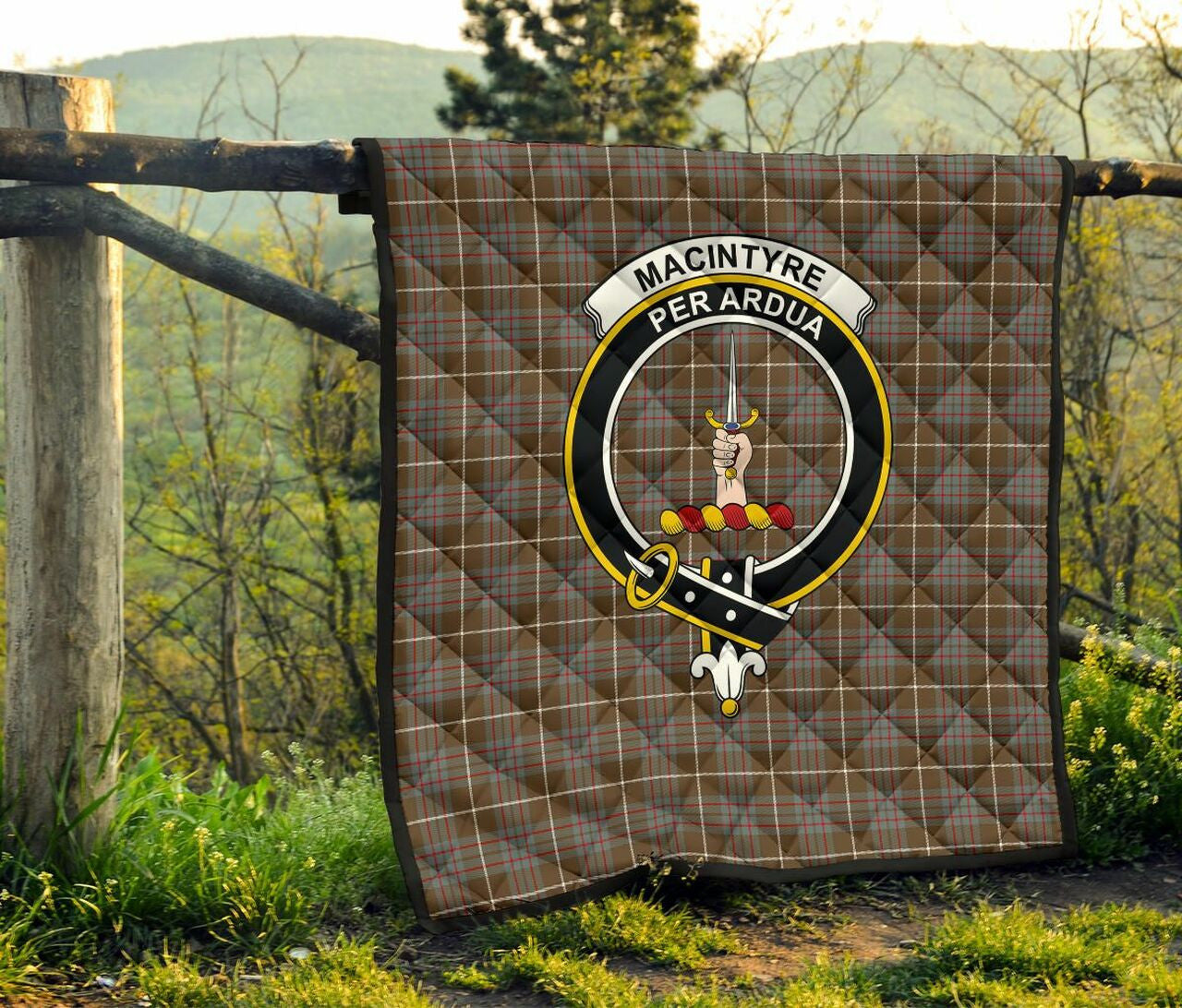 MacIntyre Hunting Weathered Tartan Classic Crest Premium Quilt