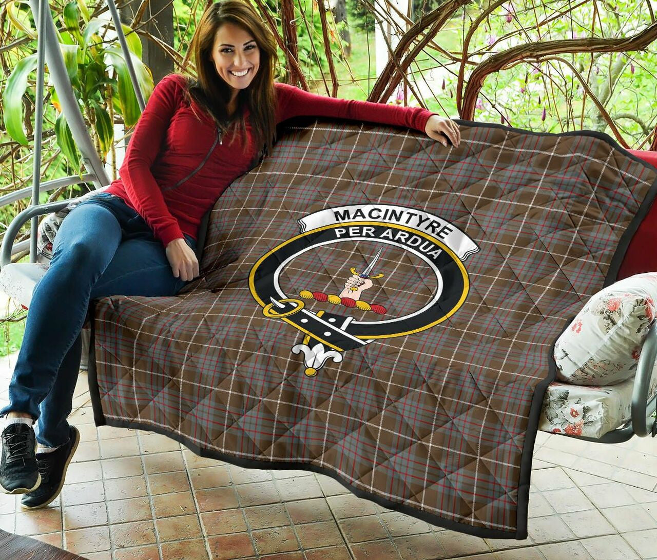 MacIntyre Hunting Weathered Tartan Classic Crest Premium Quilt