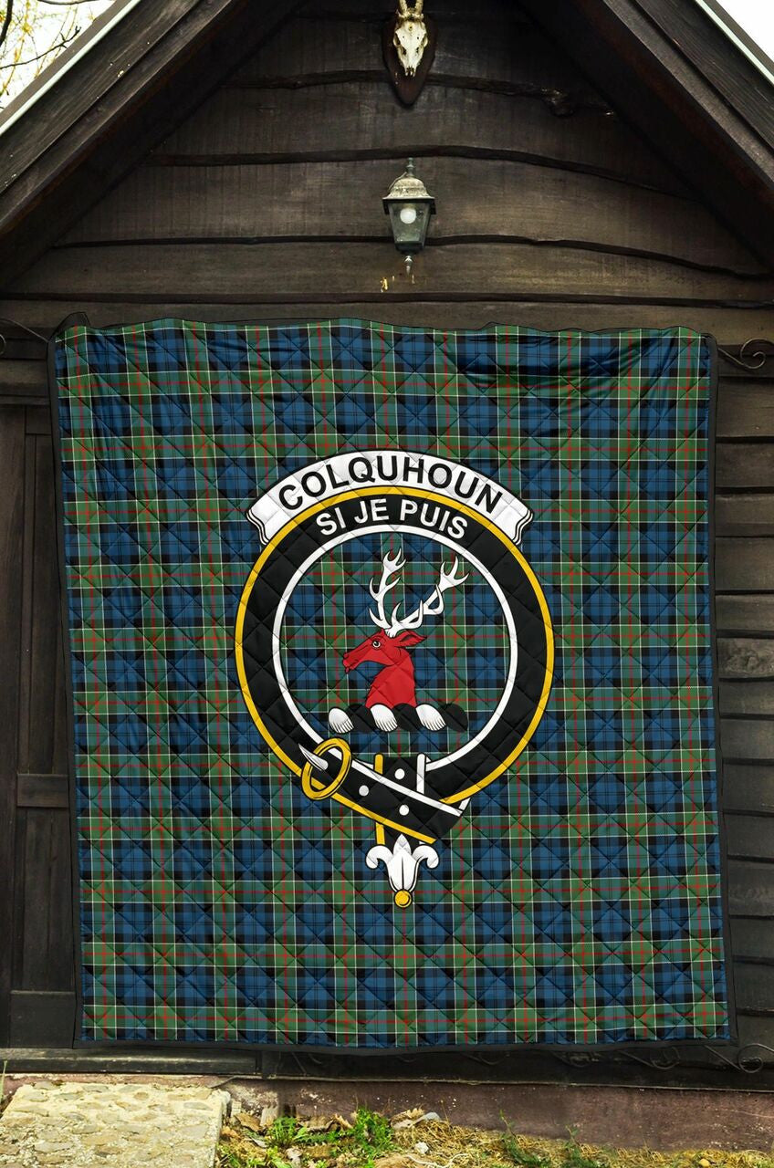 Colquhoun Ancient Tartan Classic Crest Premium Quilt