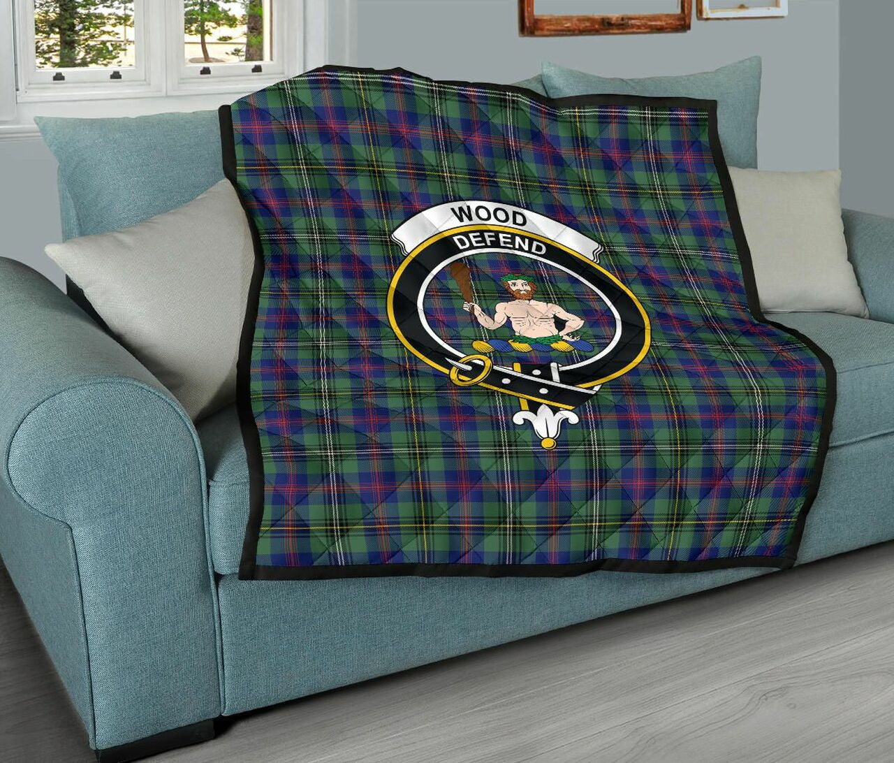 Wood Modern Tartan Classic Crest Premium Quilt