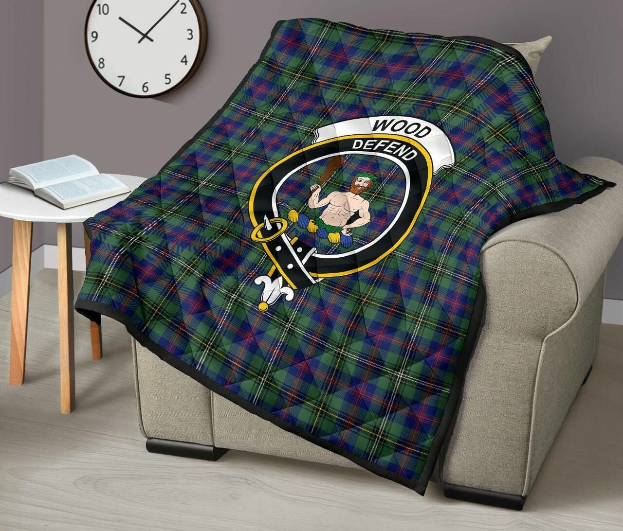 Wood Modern Tartan Classic Crest Premium Quilt