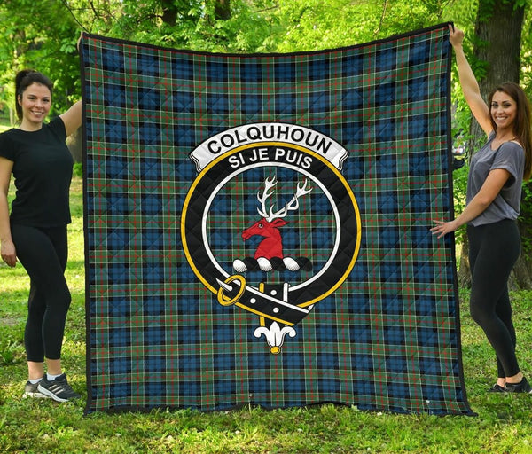 Colquhoun Ancient Tartan Classic Crest Premium Quilt