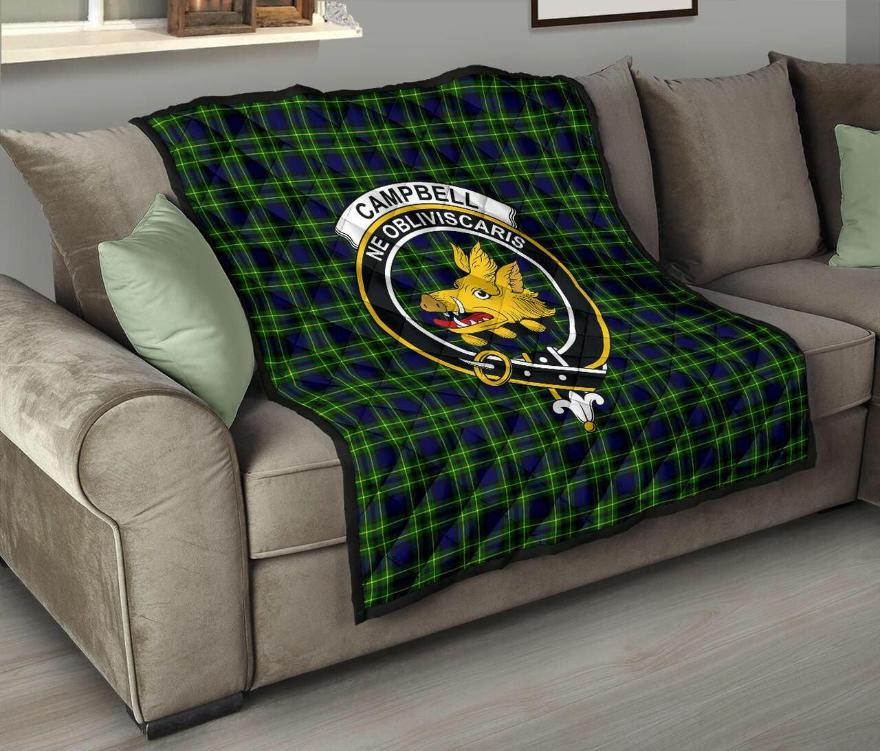 Campbell of Breadalbane Modern Tartan Classic Crest Premium Quilt