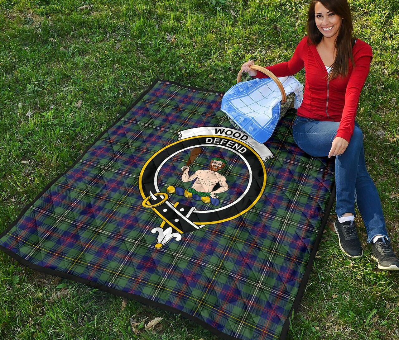 Wood Modern Tartan Classic Crest Premium Quilt