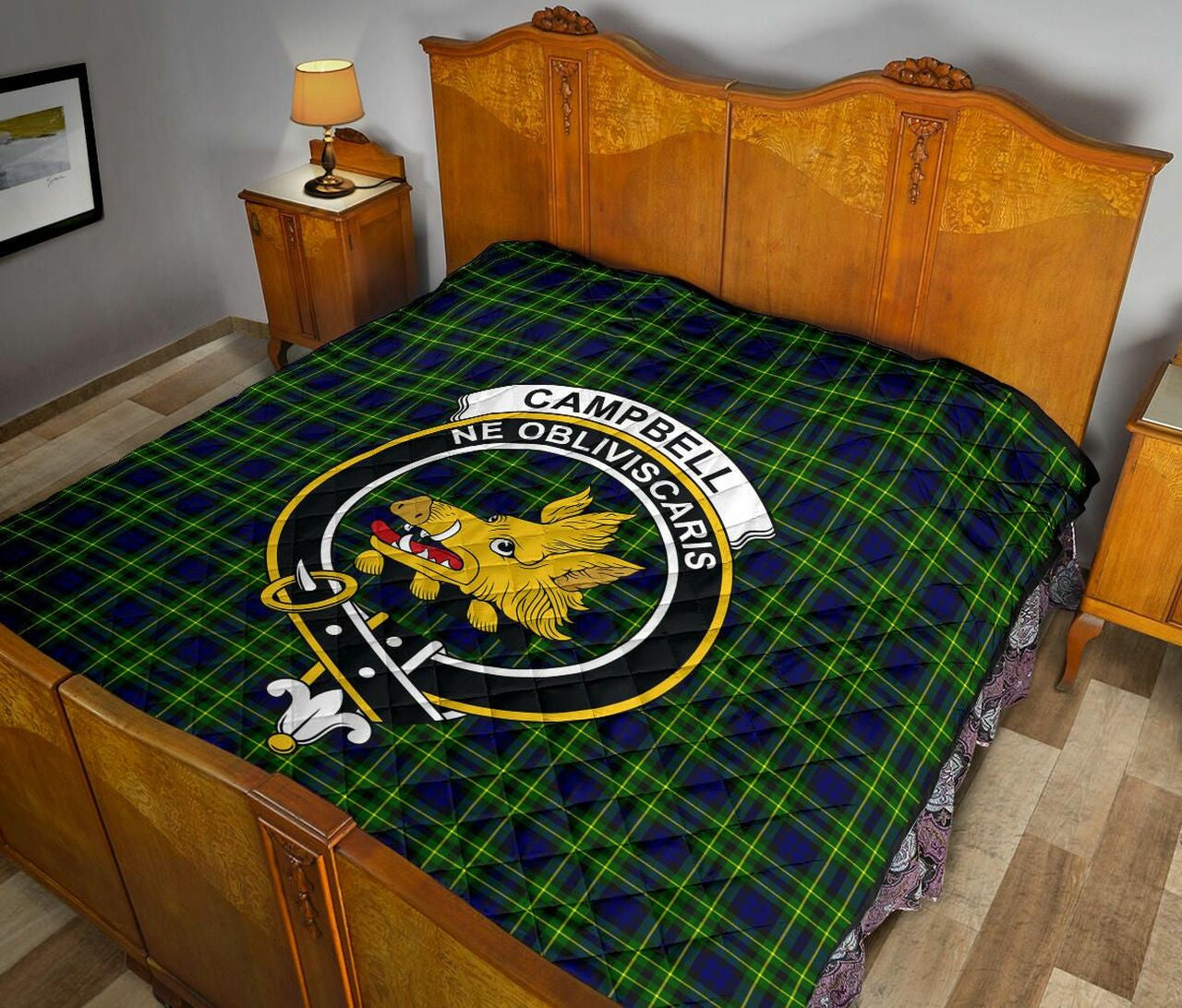 Campbell of Breadalbane Modern Tartan Classic Crest Premium Quilt