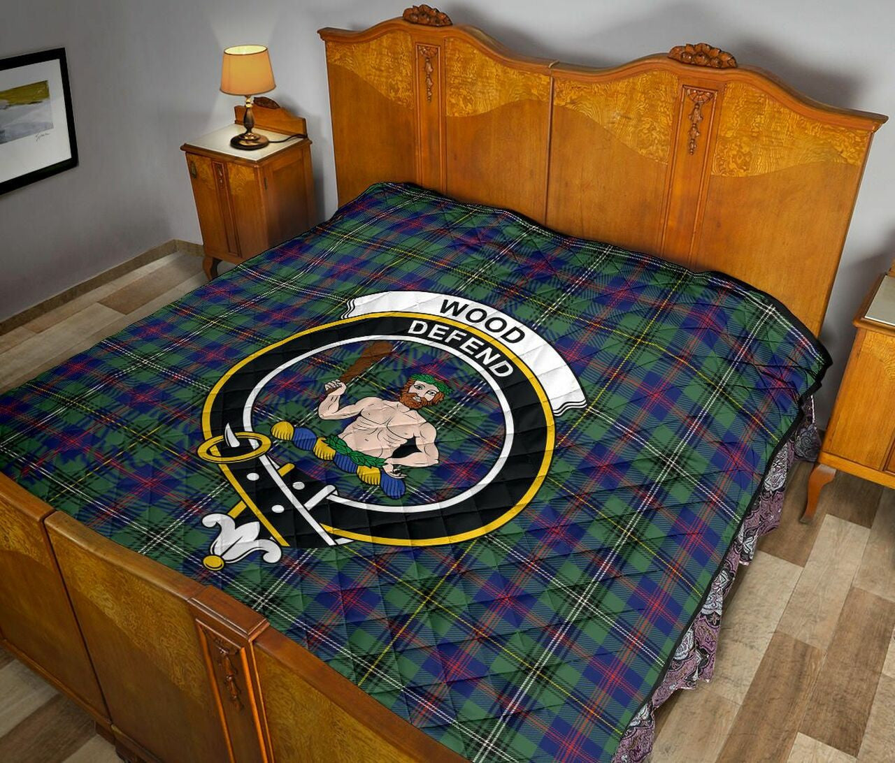 Wood Modern Tartan Classic Crest Premium Quilt