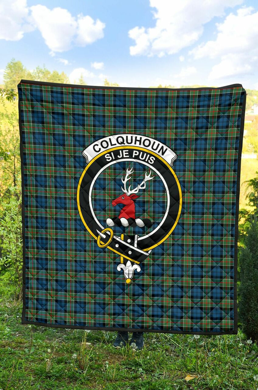 Colquhoun Ancient Tartan Classic Crest Premium Quilt