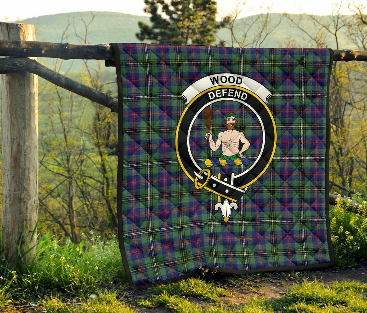 Wood Modern Tartan Classic Crest Premium Quilt