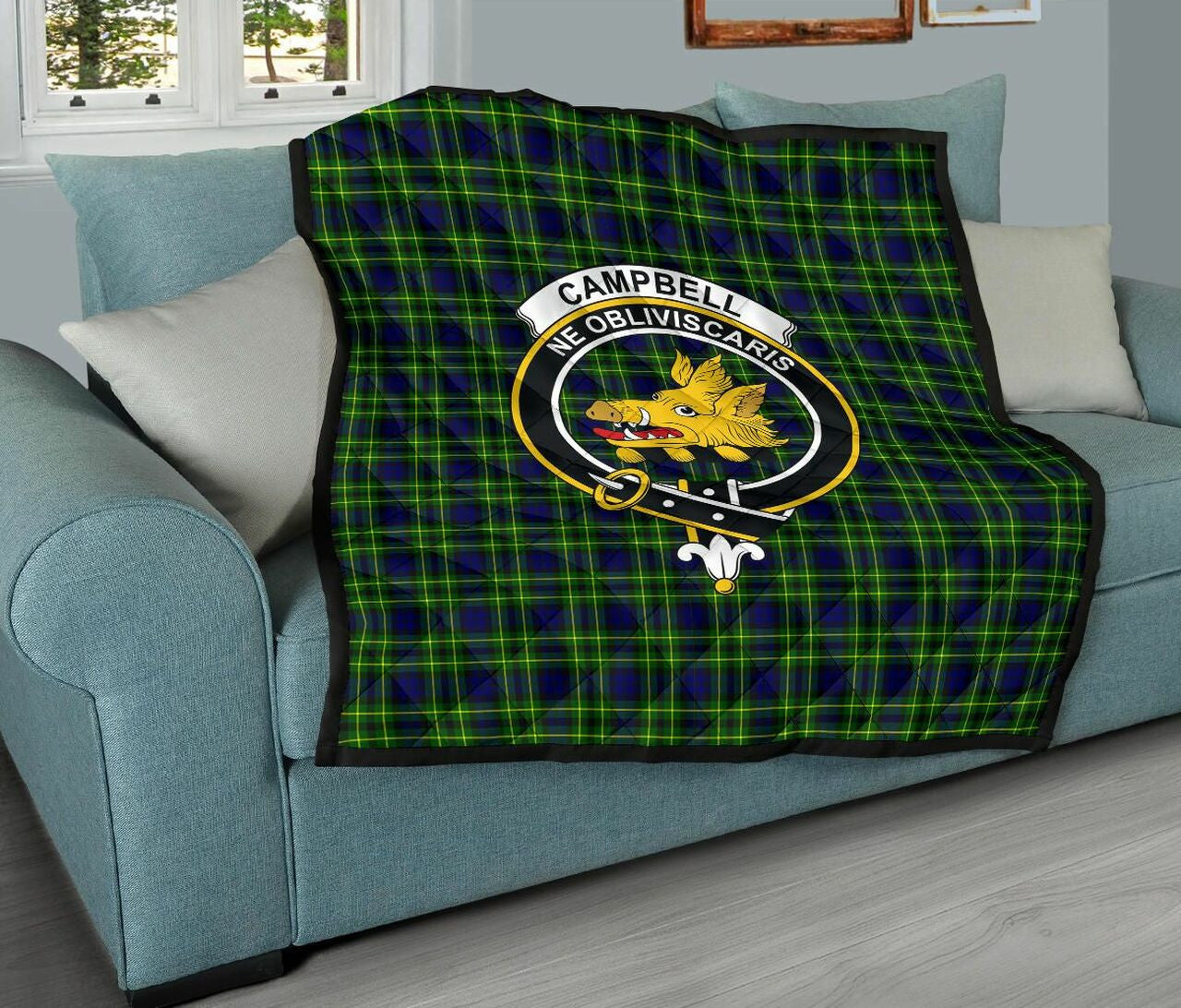 Campbell of Breadalbane Modern Tartan Classic Crest Premium Quilt