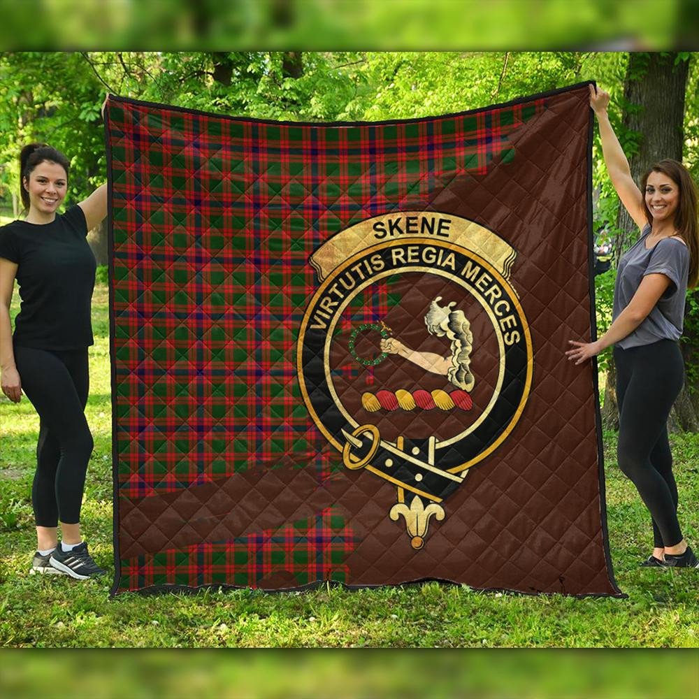 Skene Modern Tartan Crest Premium Quilt Oldest Style