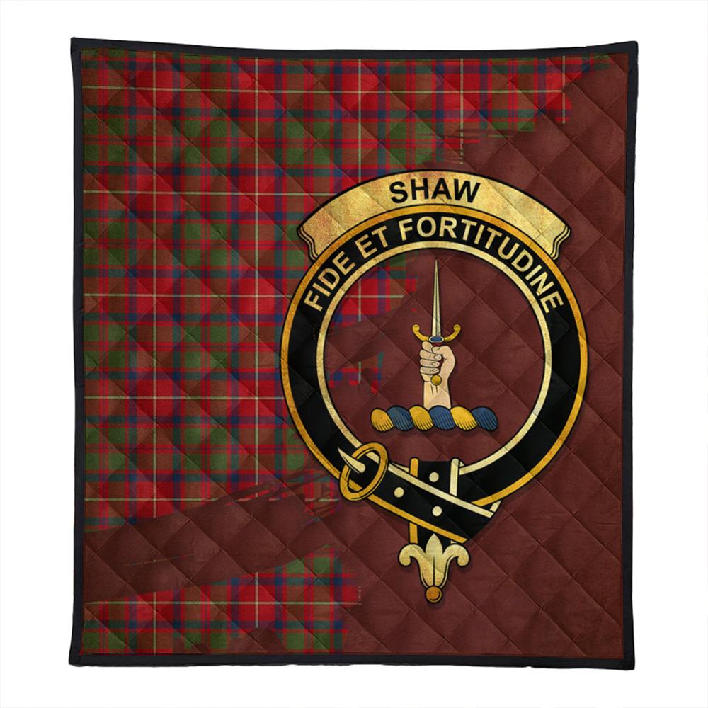 Shaw Red Modern Tartan Crest Premium Quilt Oldest Style