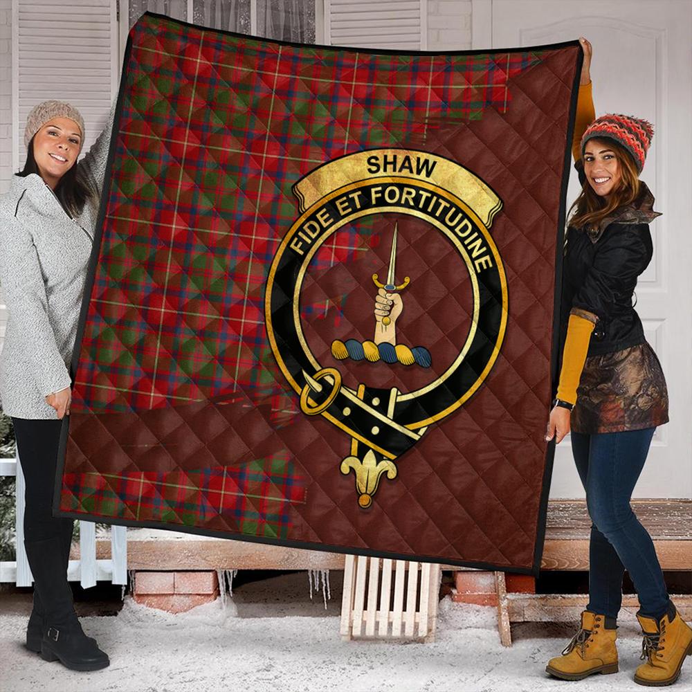 Shaw Red Modern Tartan Crest Premium Quilt Oldest Style