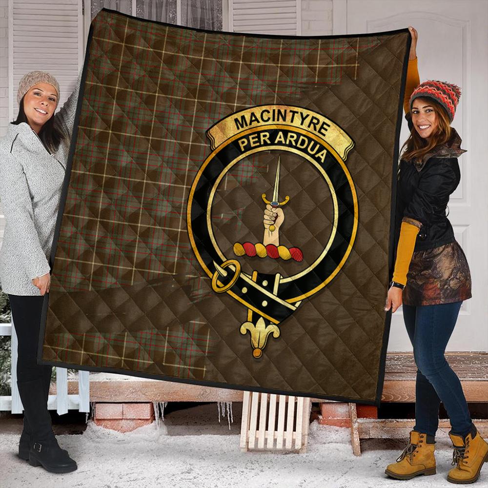 MacIntyre Hunting Weathered Tartan Crest Premium Quilt Oldest Style