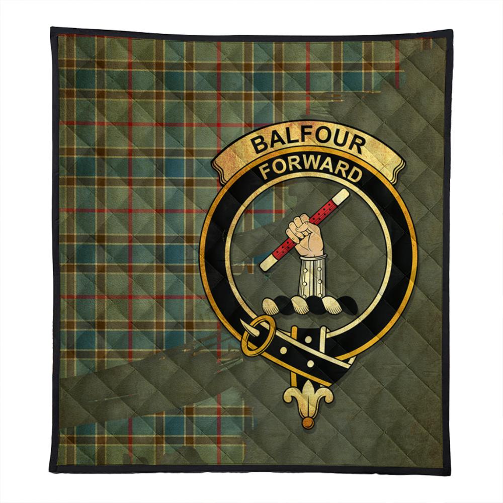 Balfour Blue Tartan Crest Premium Quilt Oldest Style