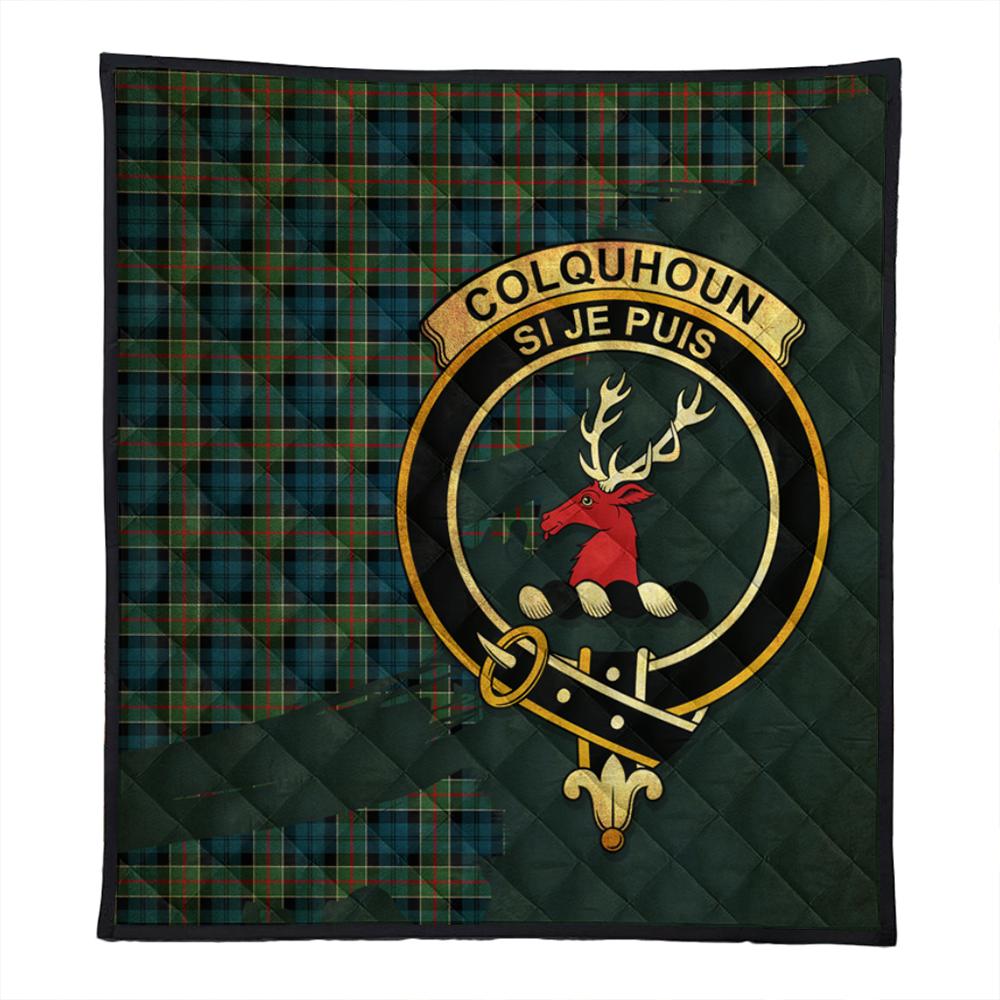 Colquhoun Ancient Tartan Crest Premium Quilt Oldest Style