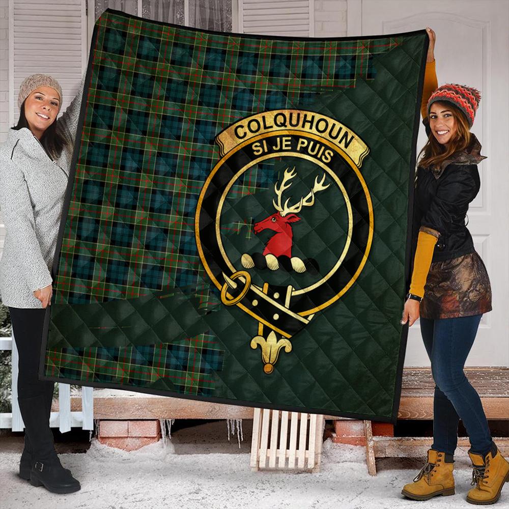 Colquhoun Ancient Tartan Crest Premium Quilt Oldest Style