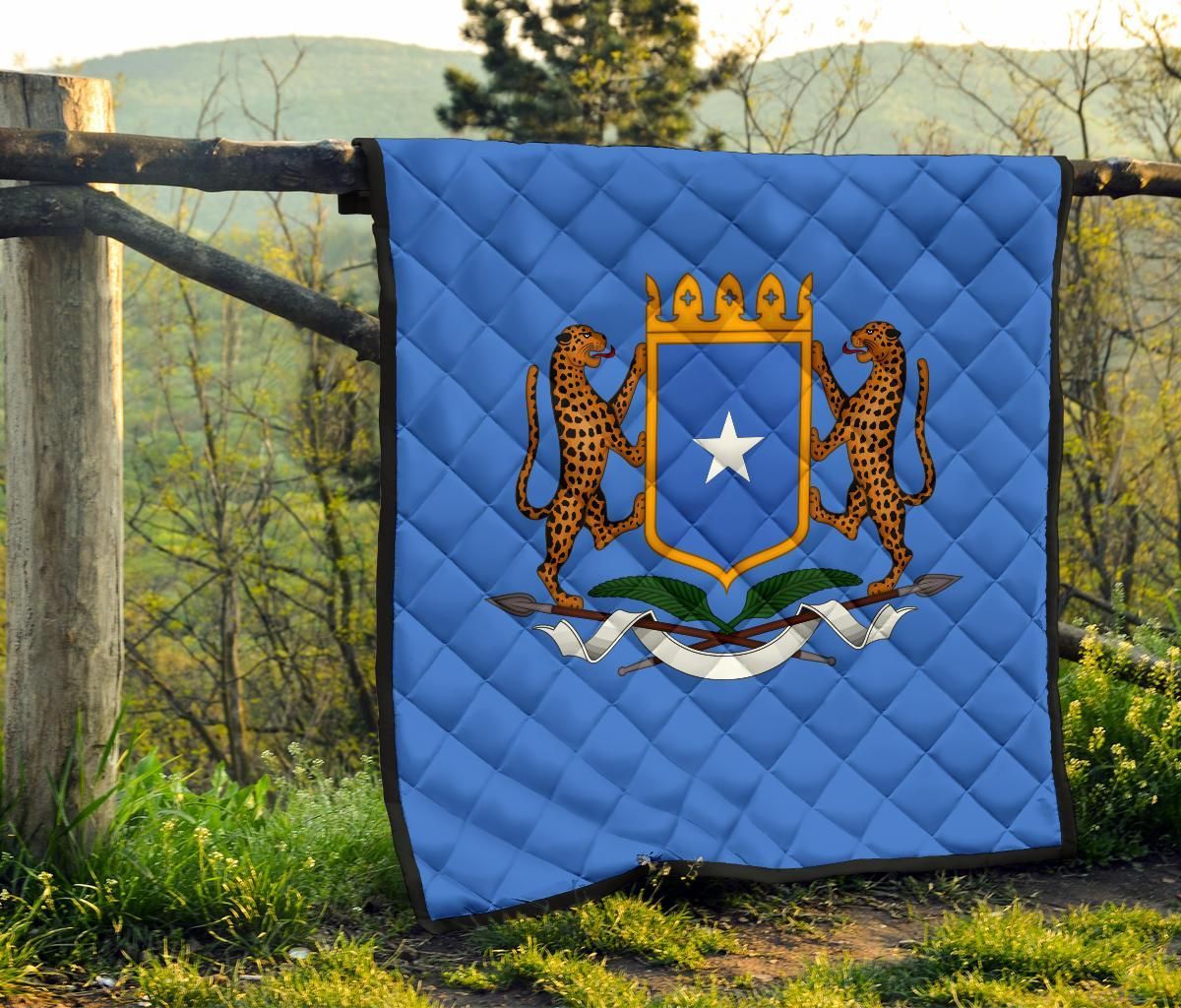 Somalia Coat Of Arms Flag Premium Quilt