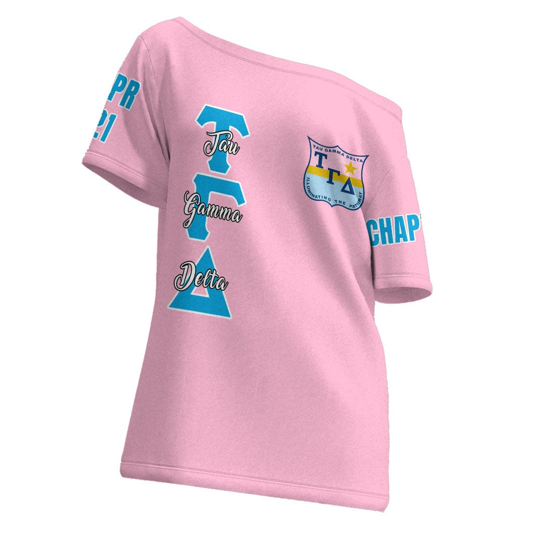 T Shirt - (Custom) Tau Gamma Delta Off Shoulder T Shirt