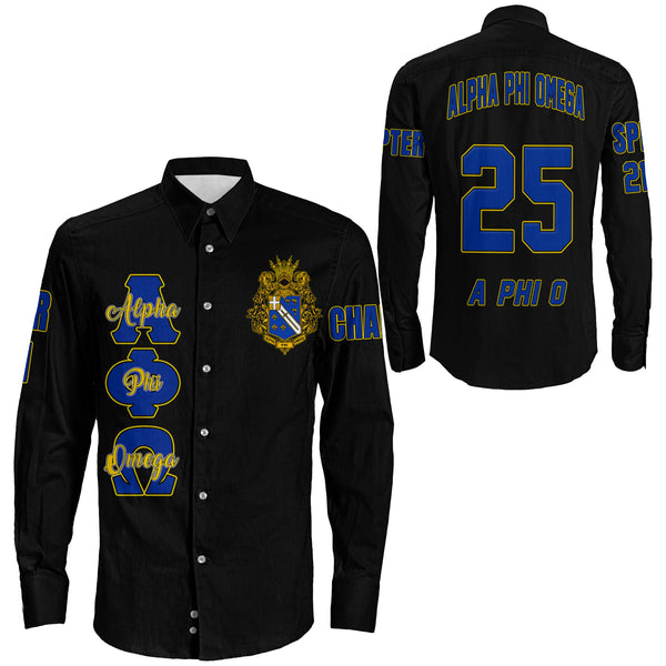 Shirt - (Custom) Alpha Phi Omega Long Sleeve Button Shirt