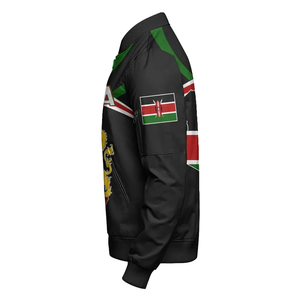 Kenya Map Sleeve Zip Bomber Jacket - Aim Style