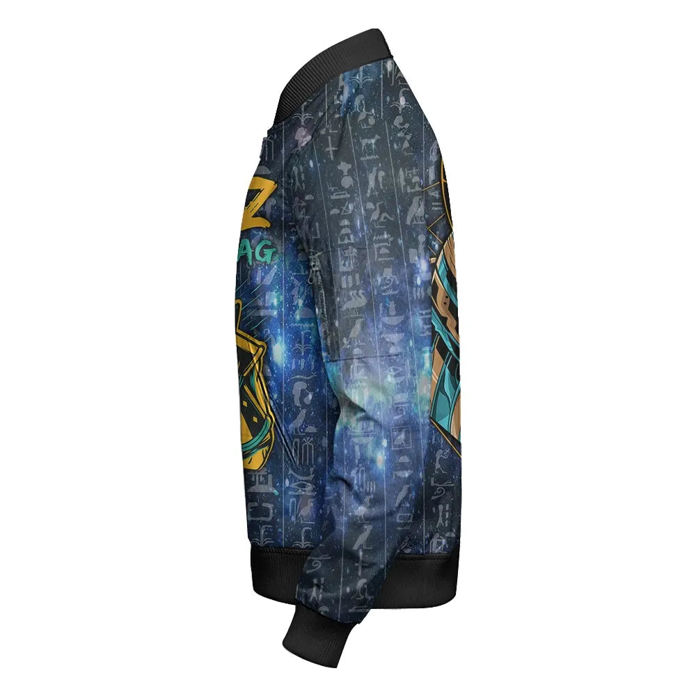 Egypt Anubis Galaxy Sleeve Zip Bomber Jacket