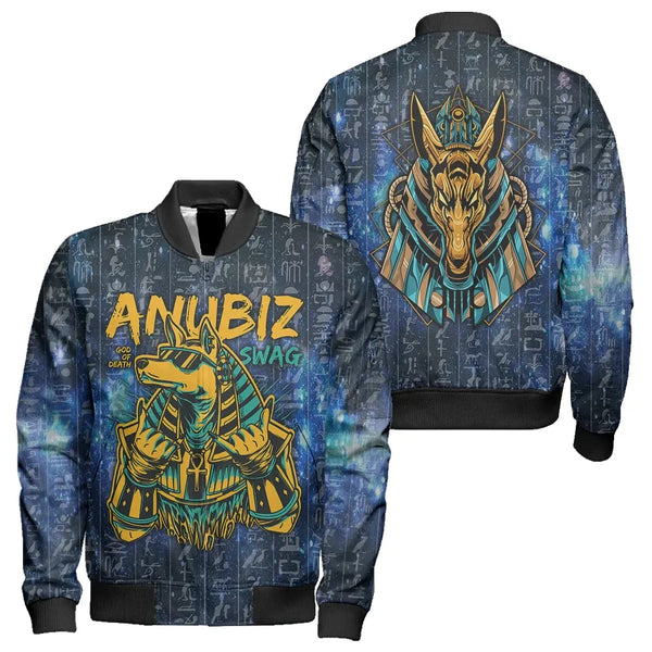 Egypt Anubis Galaxy Sleeve Zip Bomber Jacket