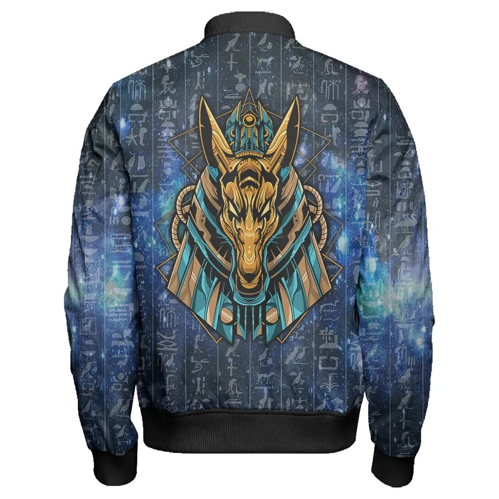 Egypt Anubis Galaxy Sleeve Zip Bomber Jacket