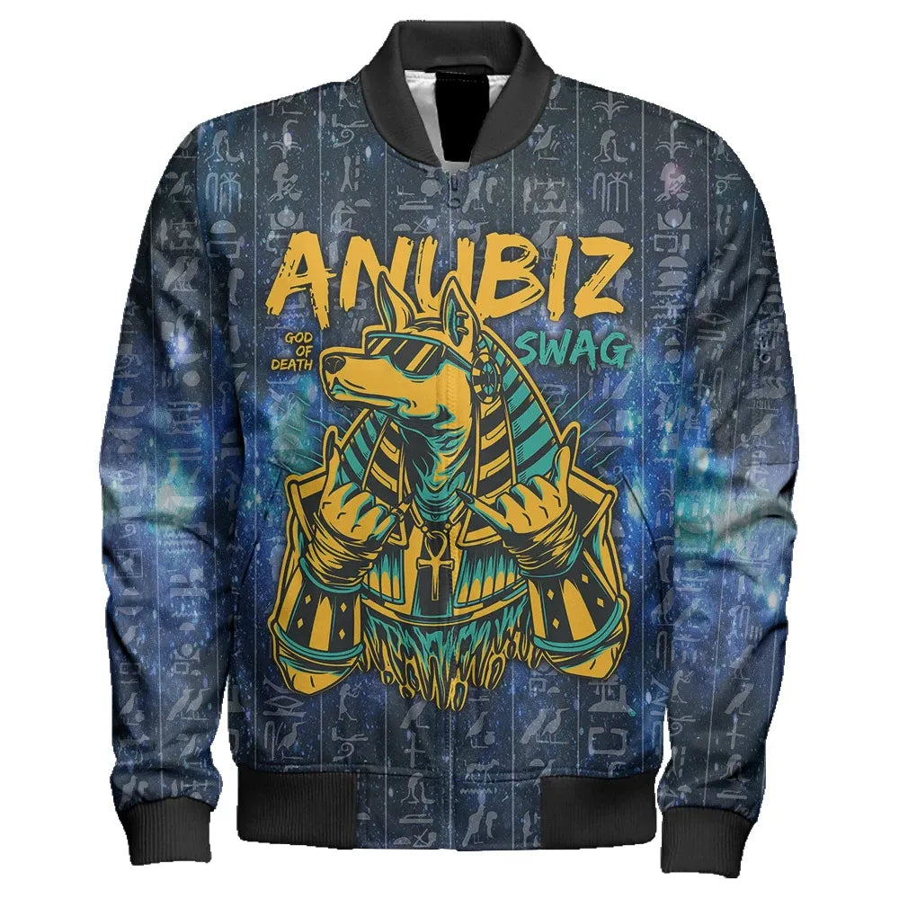 Egypt Anubis Galaxy Sleeve Zip Bomber Jacket