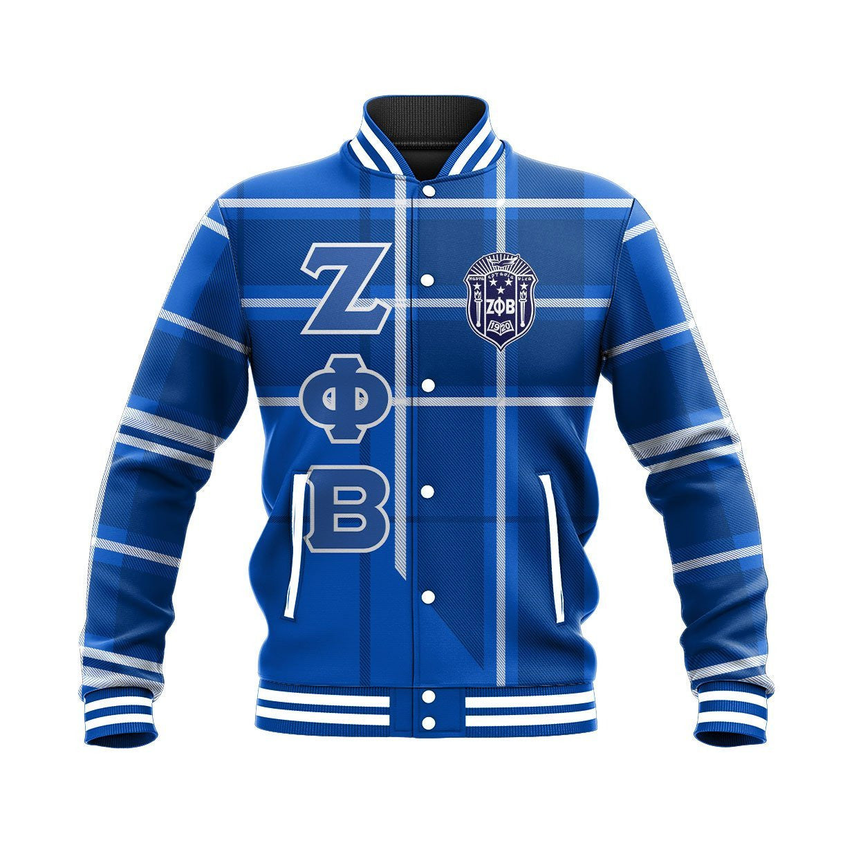 Sorority Jacket - Zeta Phi Beta Burberr Style Baseball Jacket