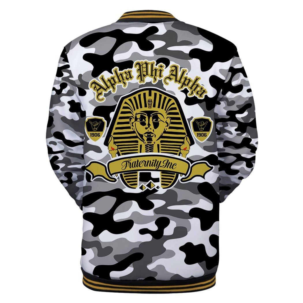 Fraternity Jacket - Camouflage Alpha Phi Alpha Sphinx 1906 Baseball Jacket