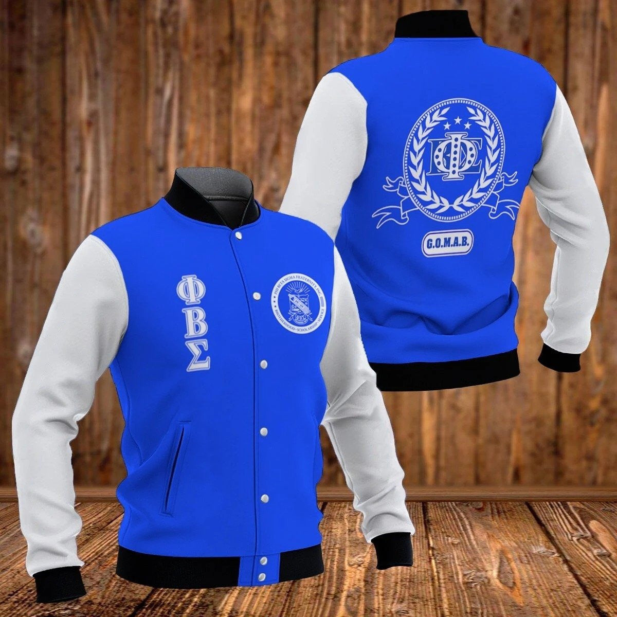 Fraternity Jacket - Laurel Wreath Phi Beta Sigma Baseball Jacket