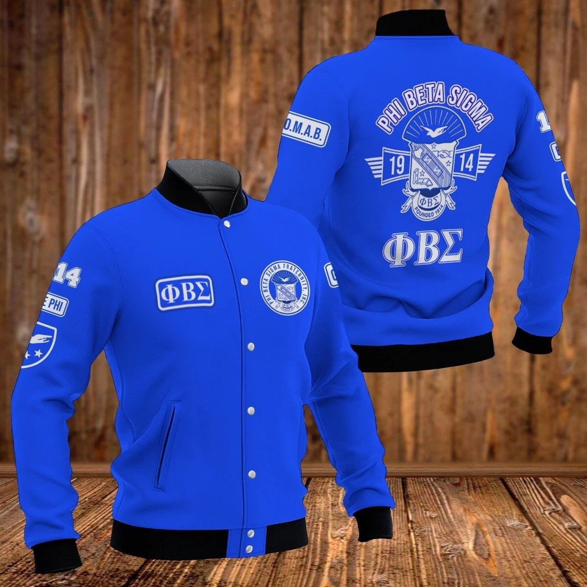 Fraternity Jacket - Blue Phi Dove Phi Beta Sigma Baseball Jacket