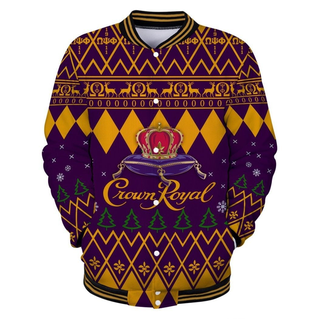 Fraternity Jacket - Lux Omega Psi Phi Crown Royal Christmas Baseball Jacket
