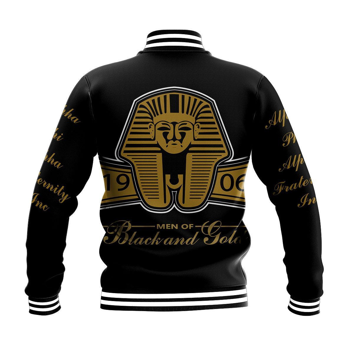 Fraternity Jacket - Black And Gold Alpha Phi Alpha Giza Baseball Jacket